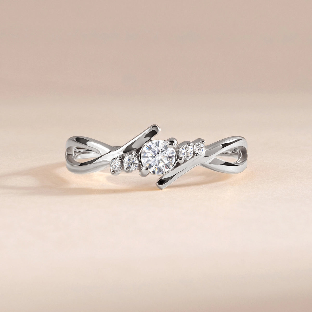 Serena White Gold Moissanite Twist Ring