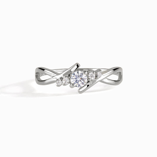 Dainty 18k White Gold Diamond Twisted Engagement Ring