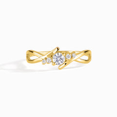 Dainty 18k Yellow Gold Diamond Twisted Engagement Ring