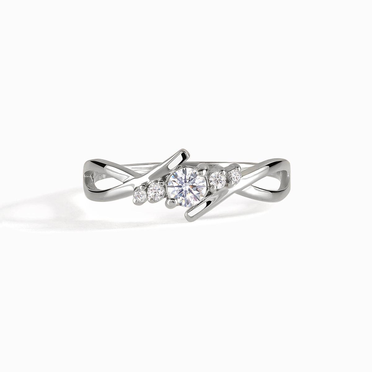 Serena White Gold Moissanite Twist Ring