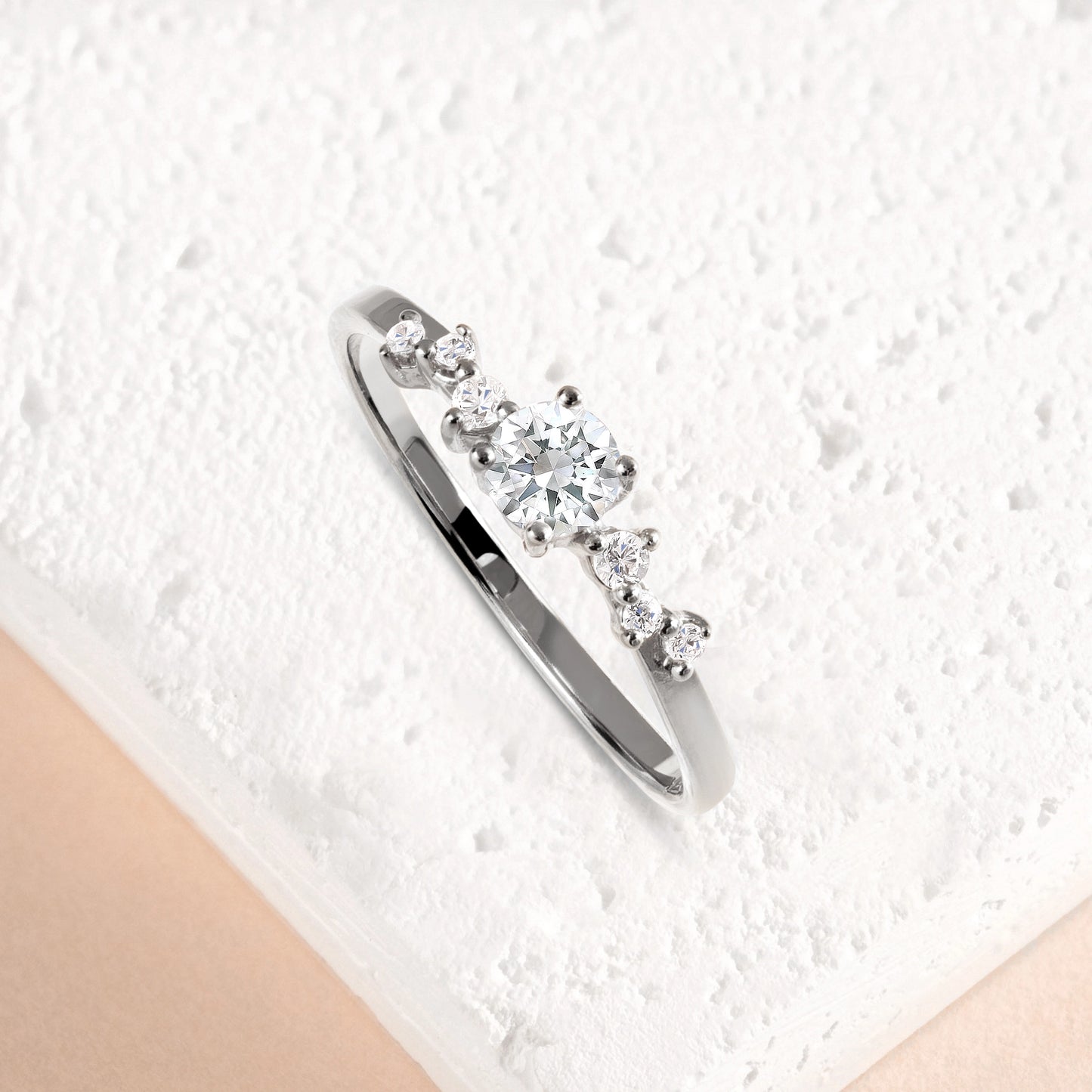 Minimalist Dainty 925 Sterling Silver CZ Women Engagement Ring
