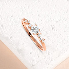 Cluster Engagement 18k Rose Gold Vermeil Cubic Zirconia Ring