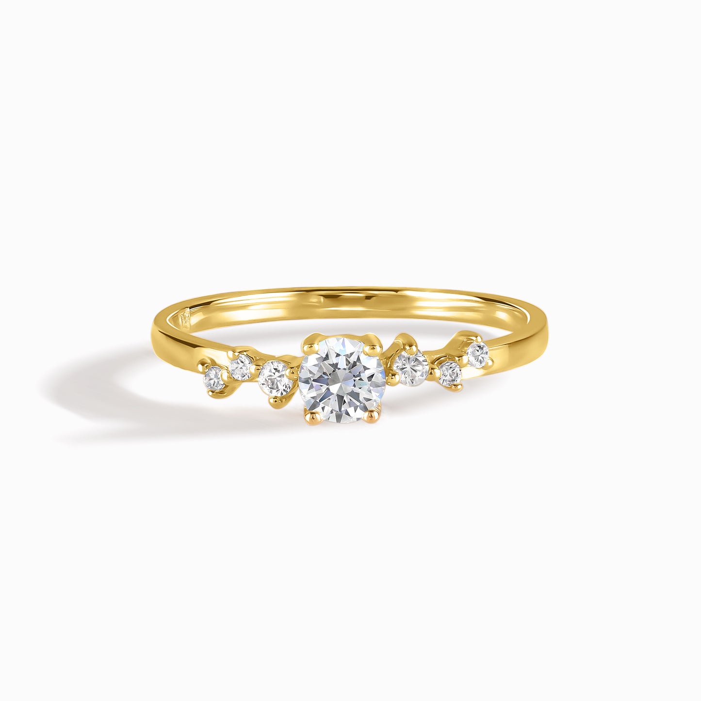 Cluster Engagement 18k Yellow Gold Vermeil Cubic Zirconia Ring