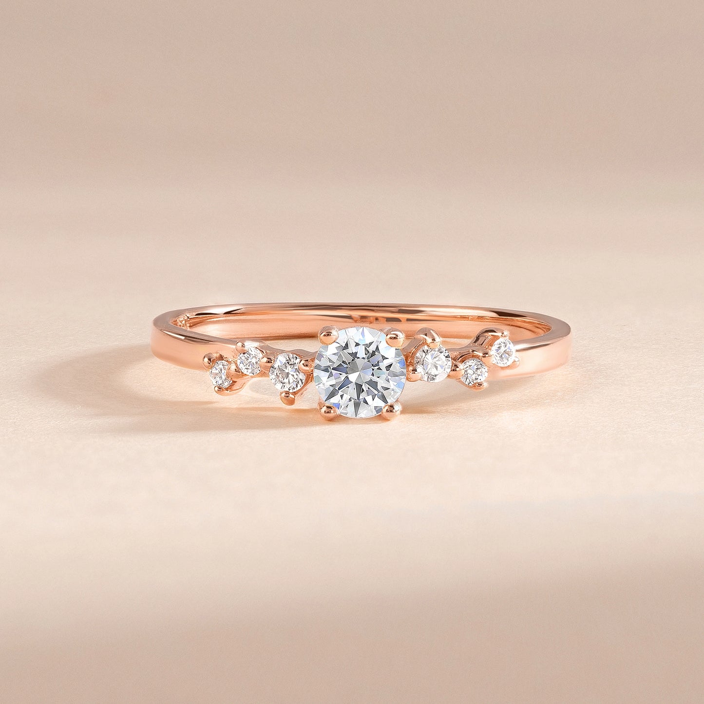Cluster Engagement 18k Rose Gold Vermeil Cubic Zirconia Ring
