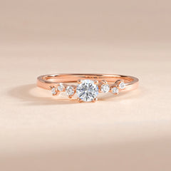 Cluster Engagement 18k Rose Gold Vermeil Cubic Zirconia Ring