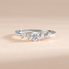 Minimalist Dainty 925 Sterling Silver CZ Women Engagement Ring
