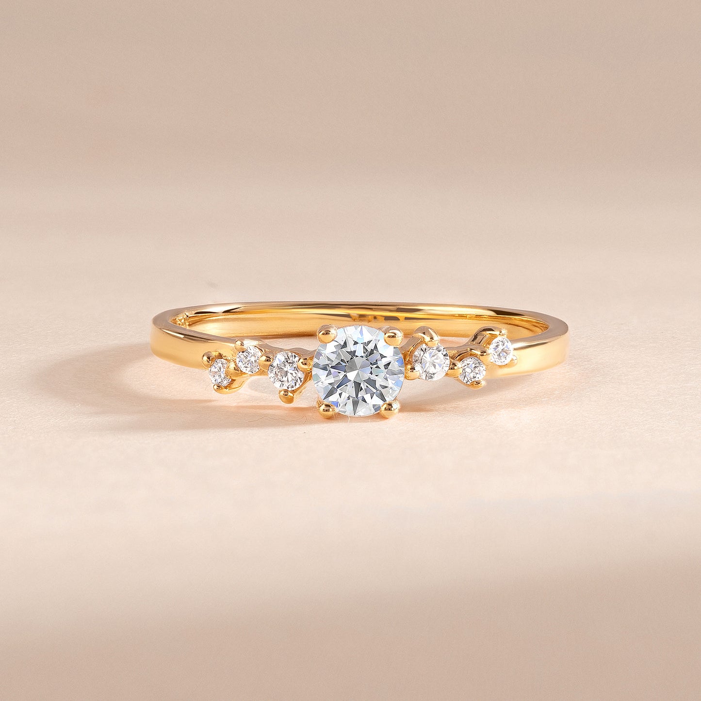 Cluster Engagement 18k Yellow Gold Vermeil Cubic Zirconia Ring