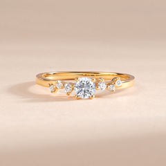 Cluster Engagement 18k Yellow Gold Vermeil Cubic Zirconia Ring