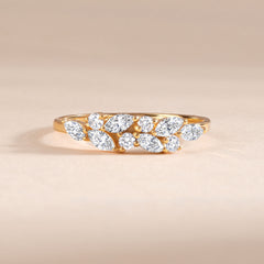 Dainty 18k Yellow Gold Vermeil Marquise Cubic Zirconia Cluster Ring for Her