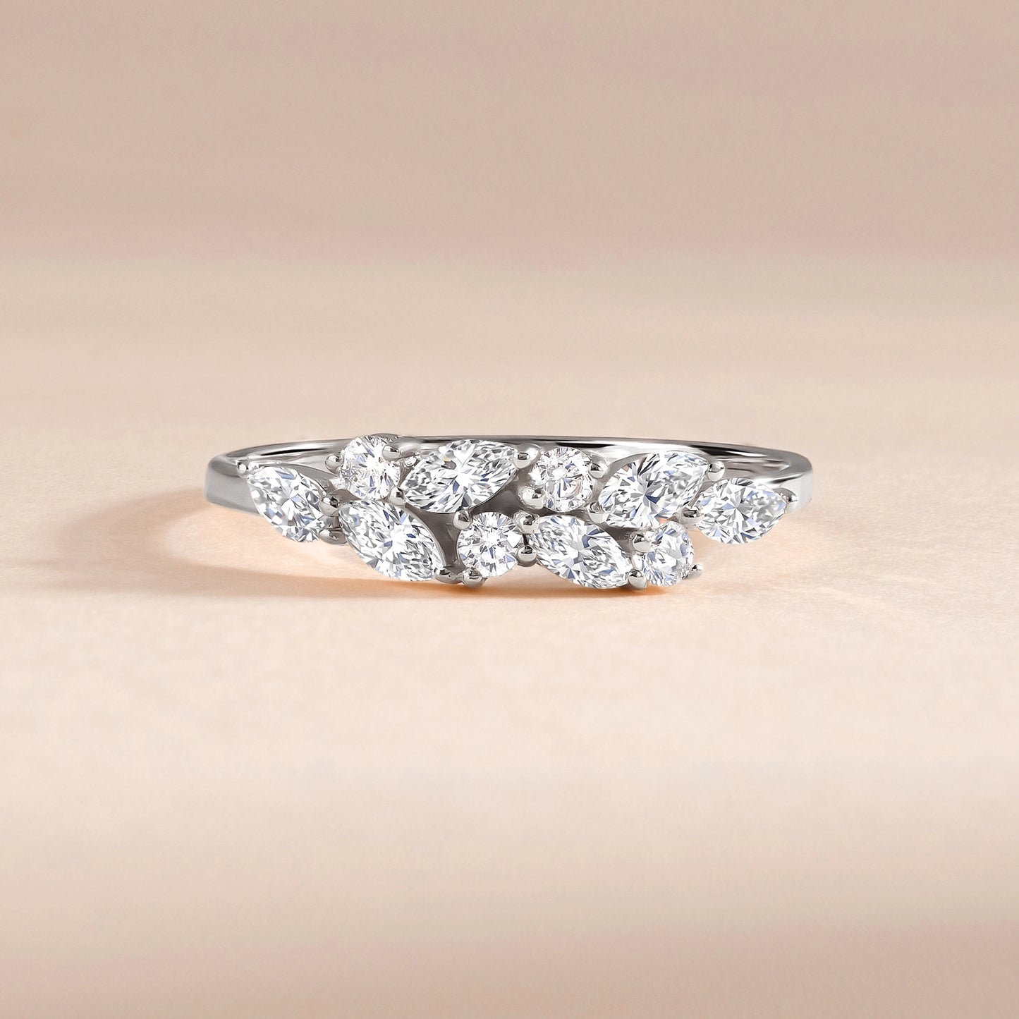 Unique Dainty Women 925 Sterling Silver Marquise CZ Promise Ring for Her