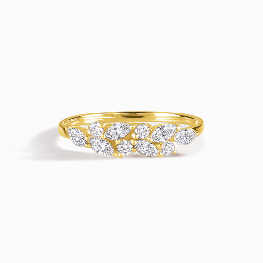 Dainty 18k Yellow Gold Vermeil Marquise Cubic Zirconia Cluster Ring for Her