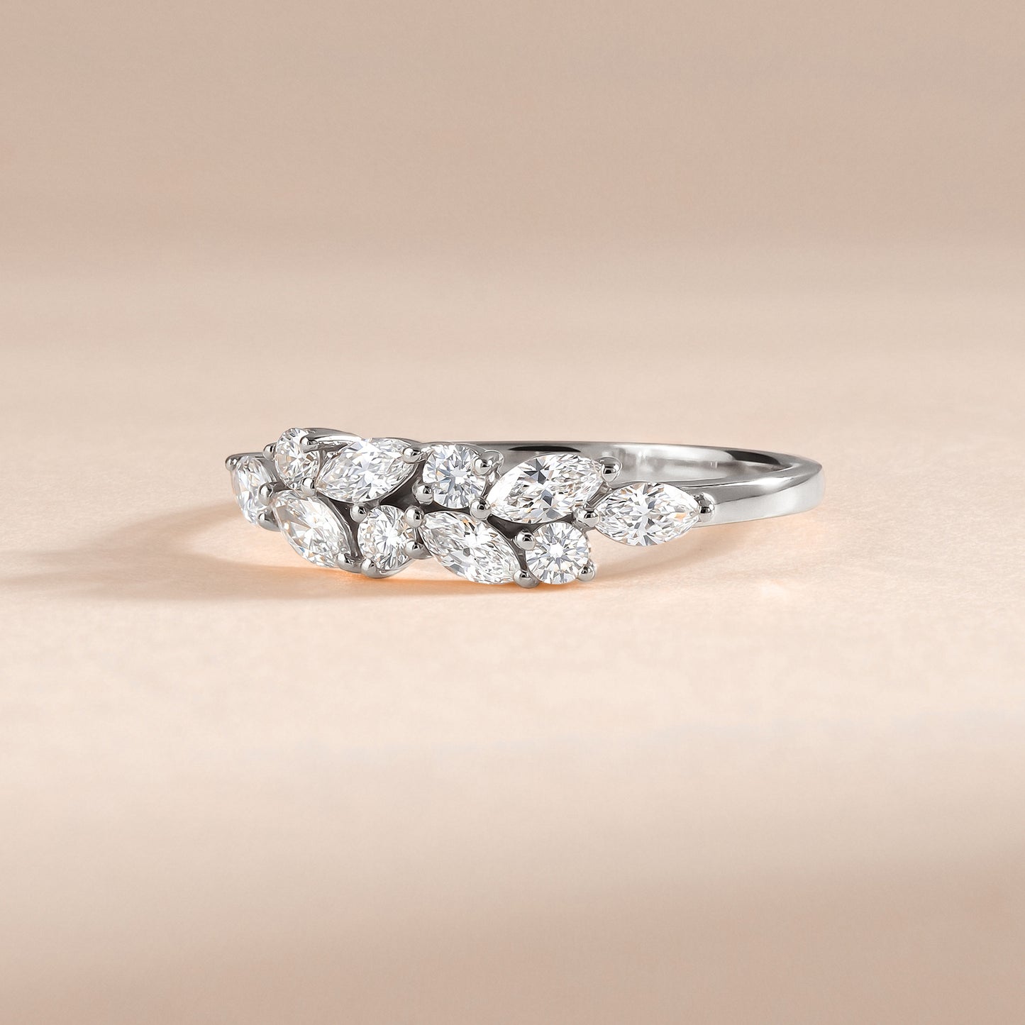 Unique Dainty Women 925 Sterling Silver Marquise CZ Promise Ring for Her