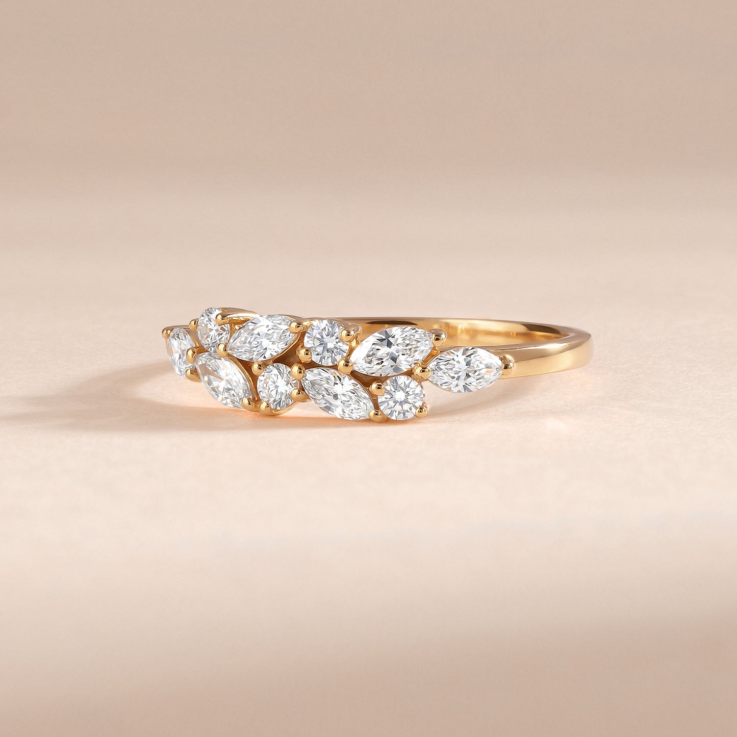 Dainty 18k Yellow Gold Vermeil Marquise Cubic Zirconia Cluster Ring for Her