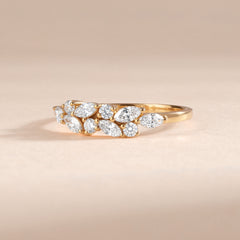Dainty 18k Yellow Gold Vermeil Marquise Cubic Zirconia Cluster Ring for Her
