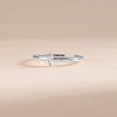 Minimalist Delicate 925 Sterling Silver Marquise CZ Solitaire Promise Ring for Her