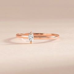 Unique Minimalist Delicate Marquise CZ 18k Rose Gold Vermeil Promise Ring