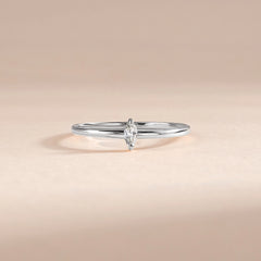 Minimalist Delicate 925 Sterling Silver Marquise CZ Solitaire Promise Ring for Her