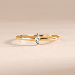 Minimalist Dainty 18k Yellow Gold Vermeil Marquise CZ Promise Ring