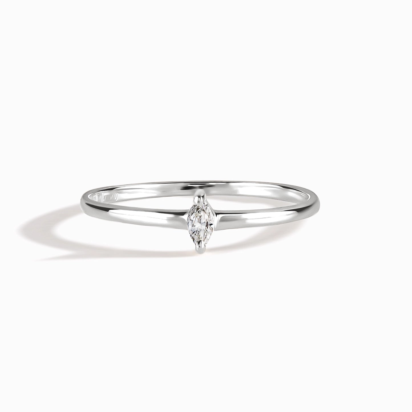 Minimalist Delicate 925 Sterling Silver Marquise CZ Solitaire Promise Ring for Her