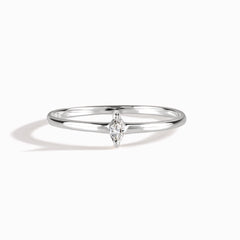 Minimalist Delicate 925 Sterling Silver Marquise CZ Solitaire Promise Ring for Her