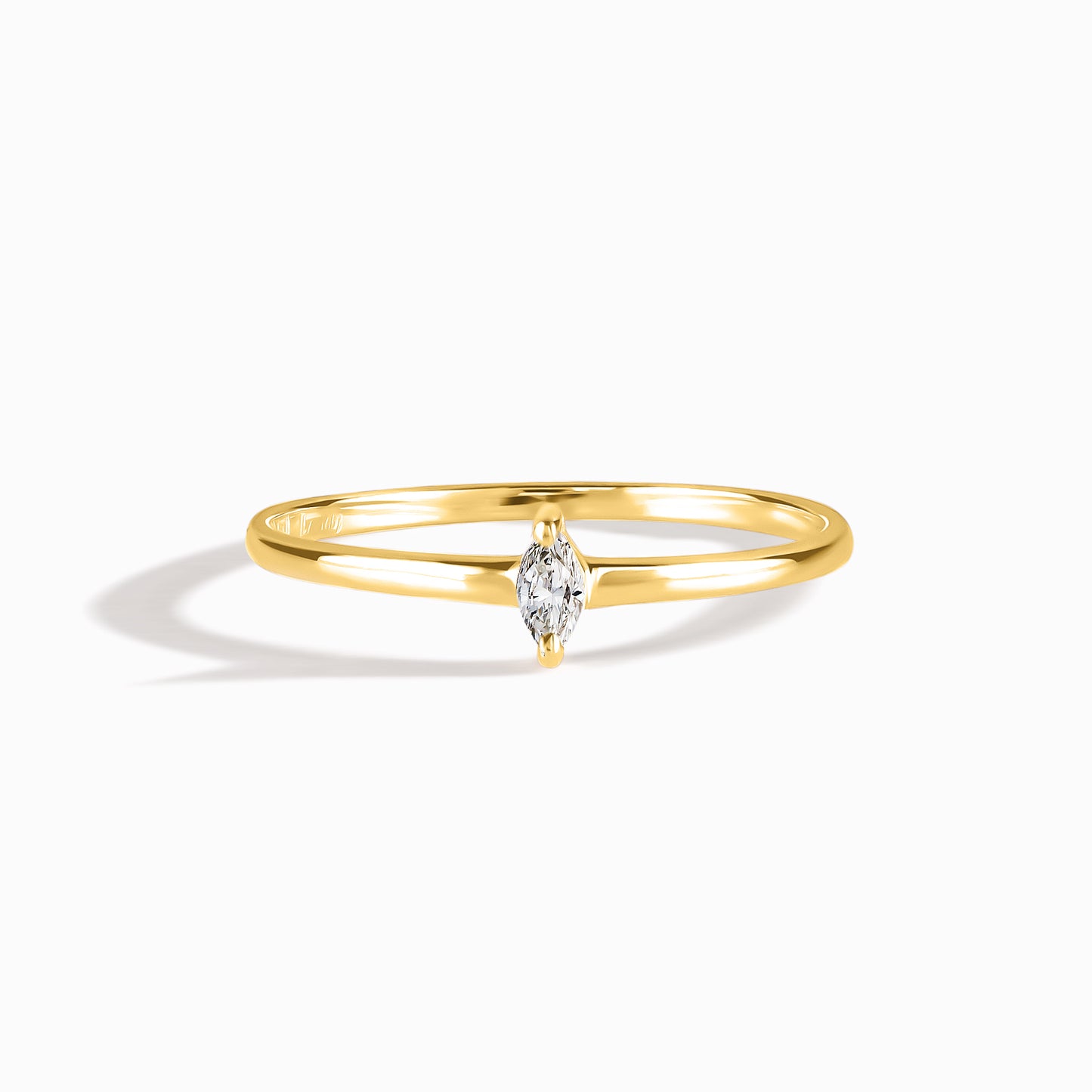 Minimalist Dainty 18k Yellow Gold Vermeil Marquise CZ Promise Ring