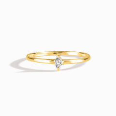 Minimalist Dainty 18k Yellow Gold Vermeil Marquise CZ Promise Ring