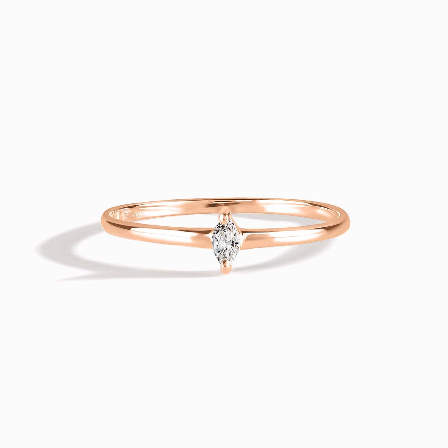 Unique Minimalist Delicate Marquise CZ 18k Rose Gold Vermeil Promise Ring