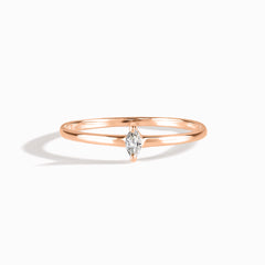 Unique Minimalist Delicate Marquise CZ 18k Rose Gold Vermeil Promise Ring