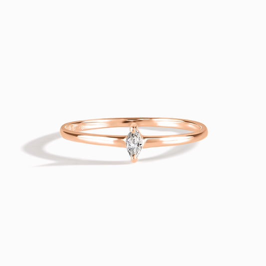Unique Minimalist Delicate Marquise CZ 18k Rose Gold Vermeil Promise Ring