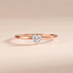 Minimalist Heart 18k Rose Gold Vermeil Promise Ring for Her with Cubic Zirconia