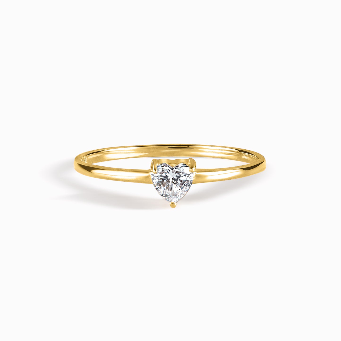 Minimalist Heart 18k Yellow Gold Vermeil Promise Ring for Her with Cubic Zirconia