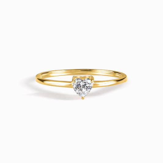 Minimalist Heart 18k Yellow Gold Vermeil Promise Ring for Her with Cubic Zirconia