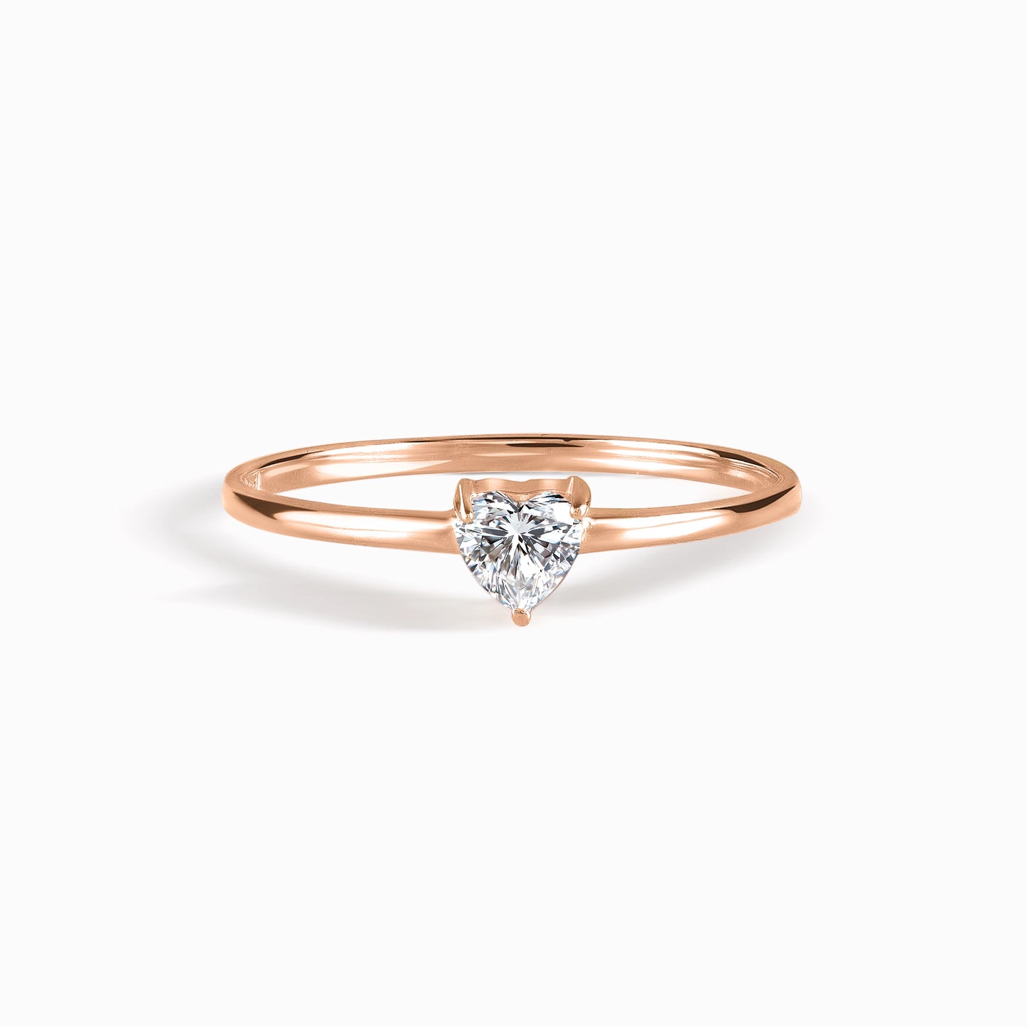 Minimalist Heart 18k Rose Gold Vermeil Promise Ring for Her with Cubic Zirconia