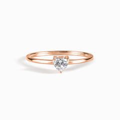Minimalist Heart 18k Rose Gold Vermeil Promise Ring for Her with Cubic Zirconia