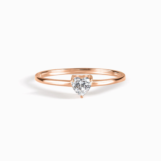 Minimalist Heart 18k Rose Gold Vermeil Promise Ring for Her with Cubic Zirconia