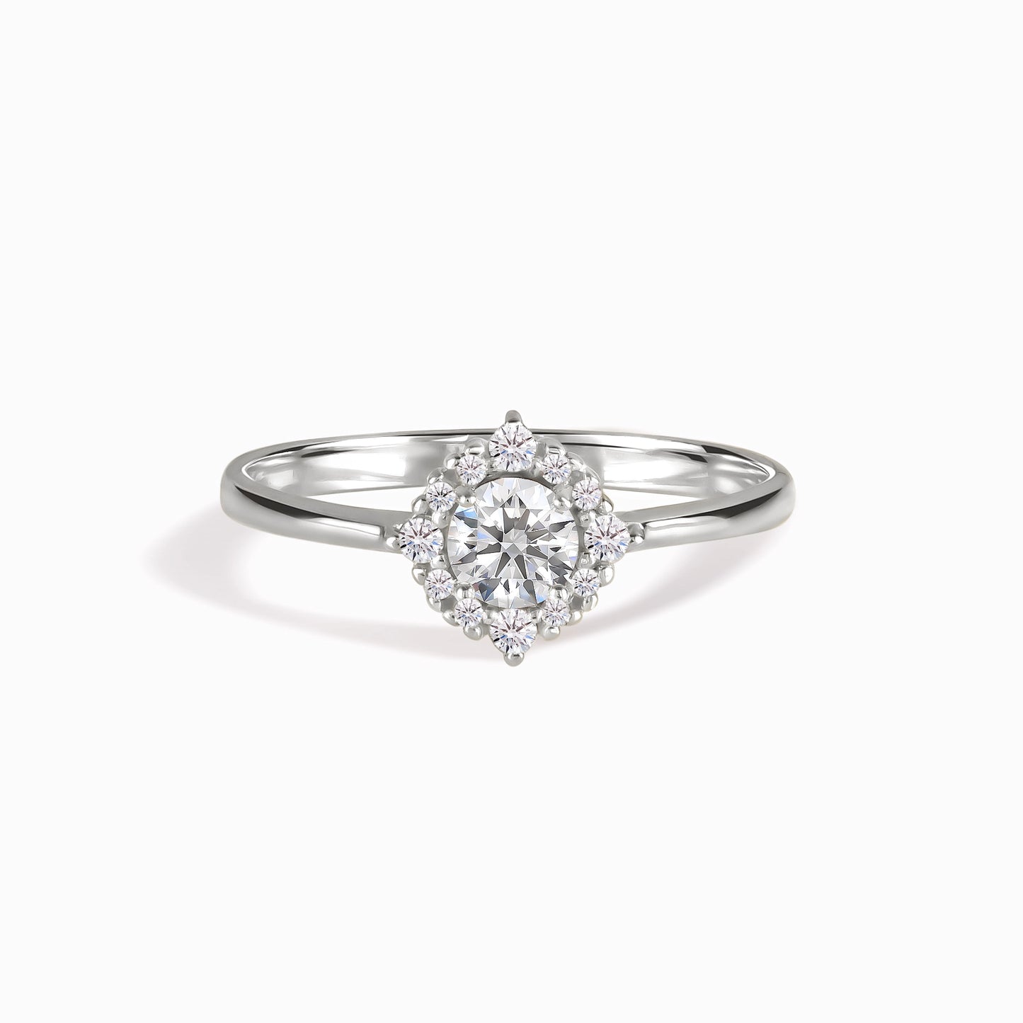 Women Victorian Style 925 Sterling Silver Cubic Zirconia Halo Engagement Ring