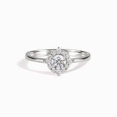 Women Victorian Style 925 Sterling Silver Cubic Zirconia Halo Engagement Ring