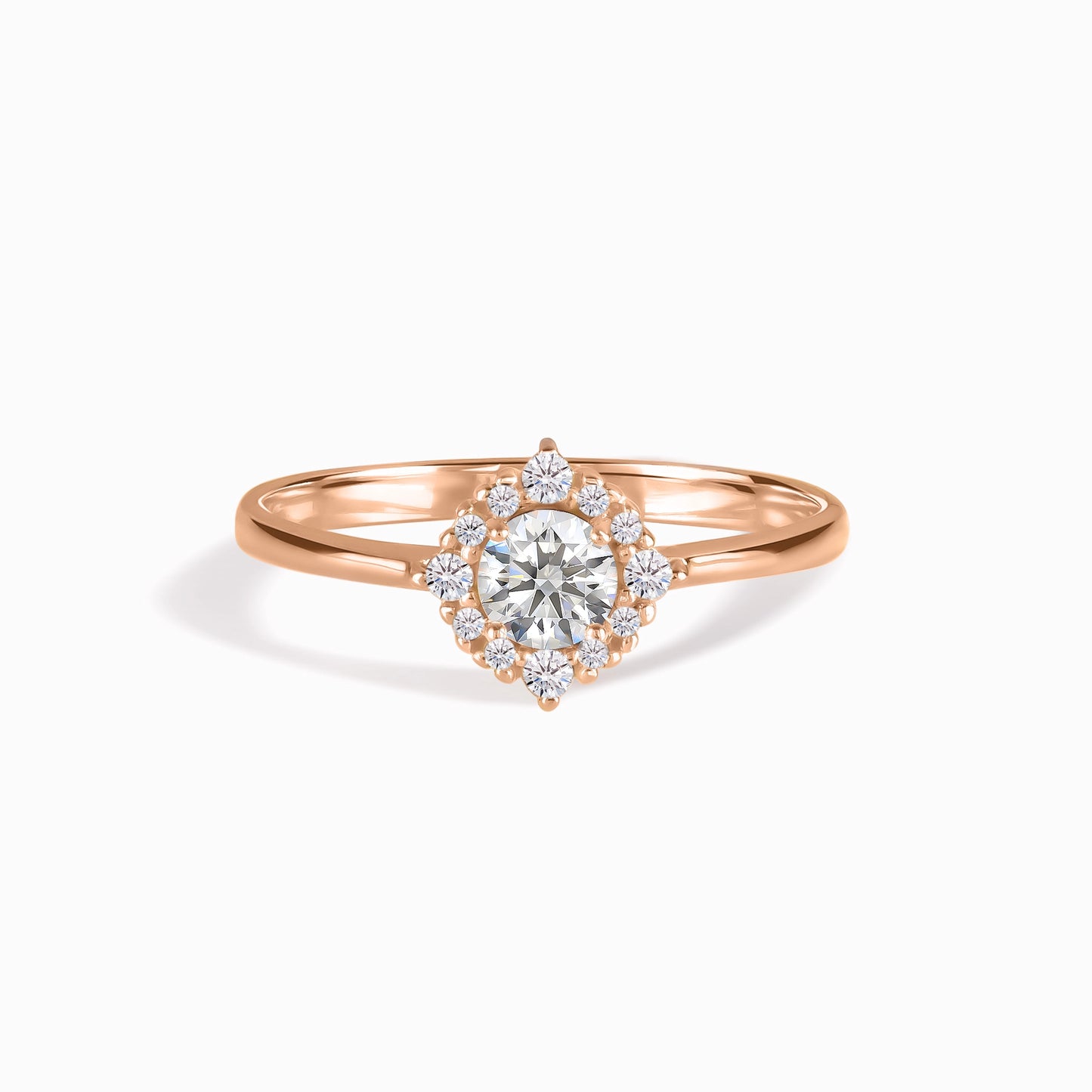 Halo 18k Rose Gold Vermeil Cubic Zirconia Engagement Ring for Woman