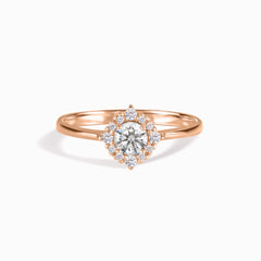 Halo 18k Rose Gold Vermeil Cubic Zirconia Engagement Ring for Woman