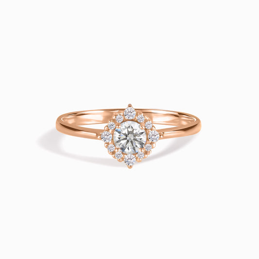 Halo 18k Rose Gold Vermeil Cubic Zirconia Engagement Ring for Woman