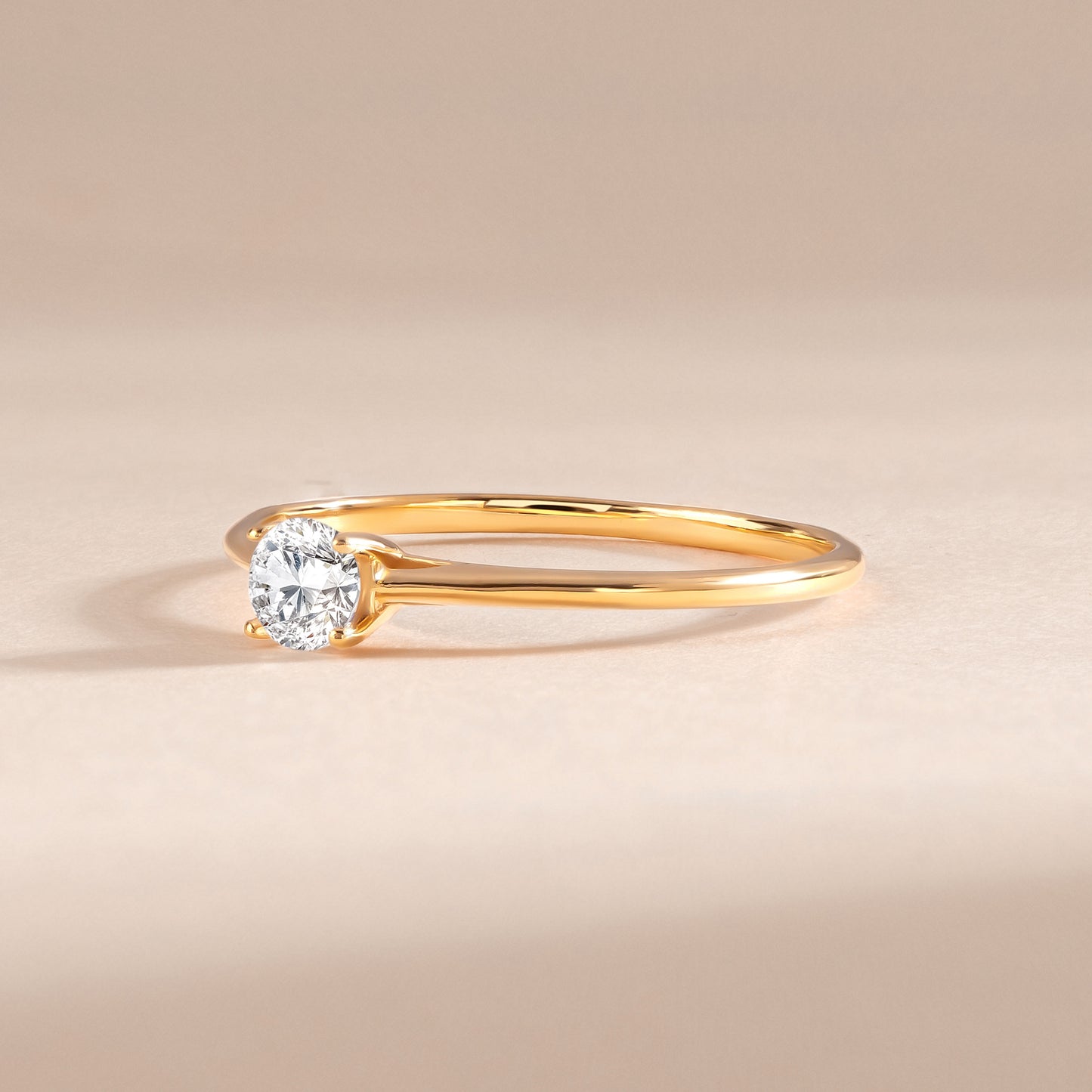 Minimalist 18k Yellow Gold Vermeil Solitaire Cubic Zirconia Engagement Ring