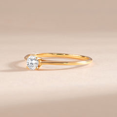 Minimalist 18k Yellow Gold Vermeil Solitaire Cubic Zirconia Engagement Ring