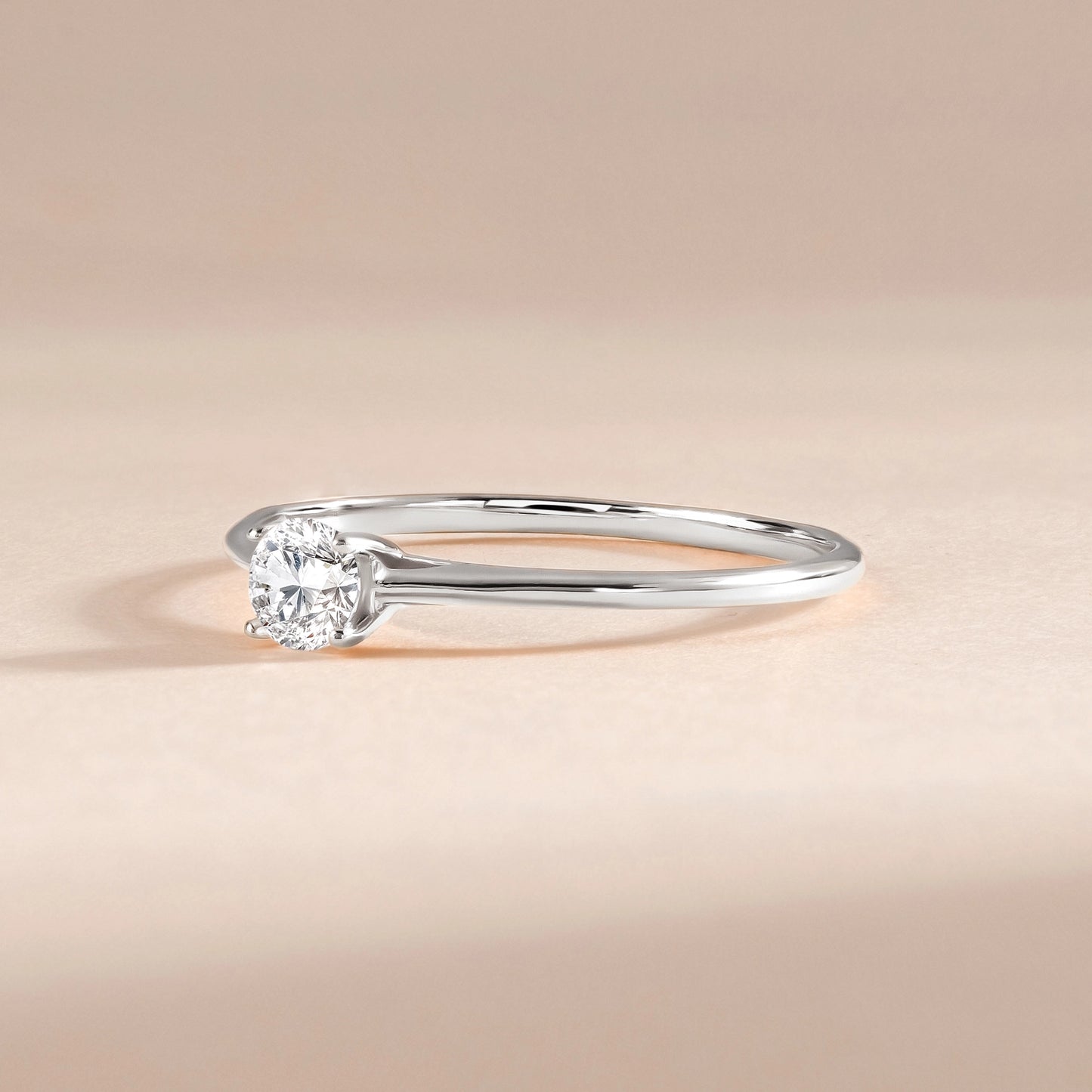 Minimalist Delicate 925 Sterling Silver Solitaire Cubic Zirconia Promise Ring for Her