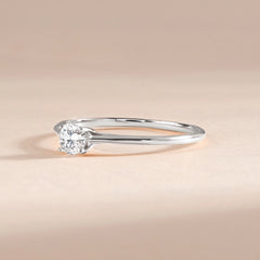 Minimalist Delicate 925 Sterling Silver Solitaire Cubic Zirconia Promise Ring for Her