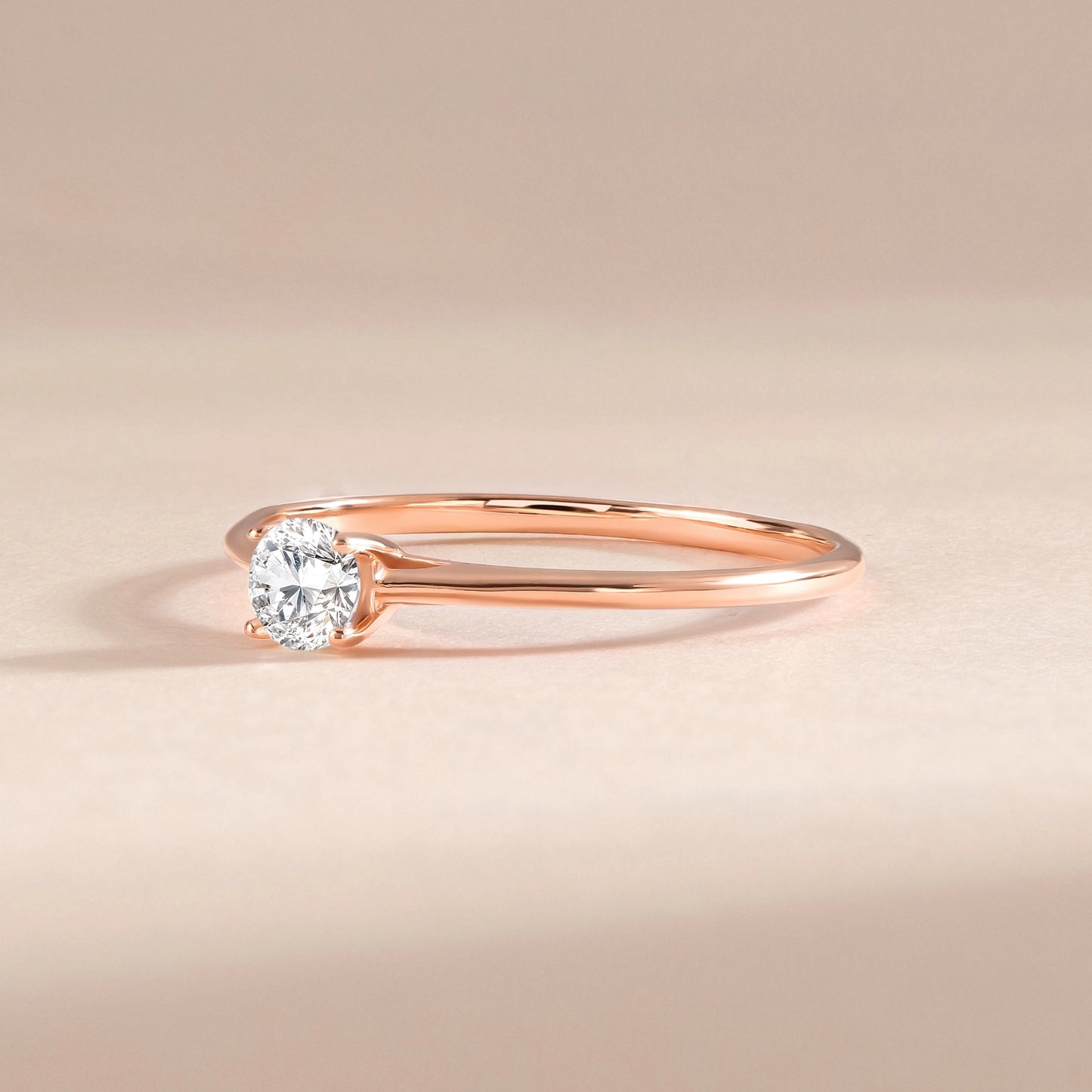 Delicate and Minimalist 18k Rose Gold Vermeil Solitaire Cubic Zirconia Engagement Ring