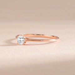 Delicate and Minimalist 18k Rose Gold Vermeil Solitaire Cubic Zirconia Engagement Ring