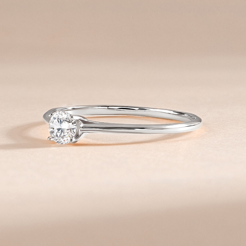 Minimalist Delicate 925 Sterling Silver Solitaire Cubic Zirconia Promise Ring for Her