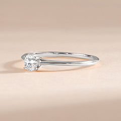 Minimalist Delicate 925 Sterling Silver Solitaire Cubic Zirconia Promise Ring for Her