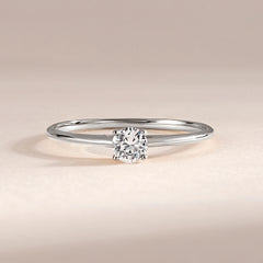 Minimalist Delicate 925 Sterling Silver Solitaire Cubic Zirconia Promise Ring for Her