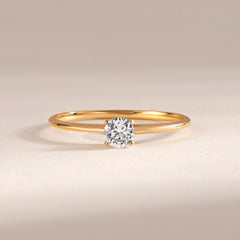 Minimalist 18k Yellow Gold Vermeil Solitaire Cubic Zirconia Engagement Ring